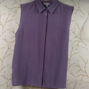 ST. JOHN SLEEVELESS SILK BLOUSE SZ 16 COLOR: PLUM